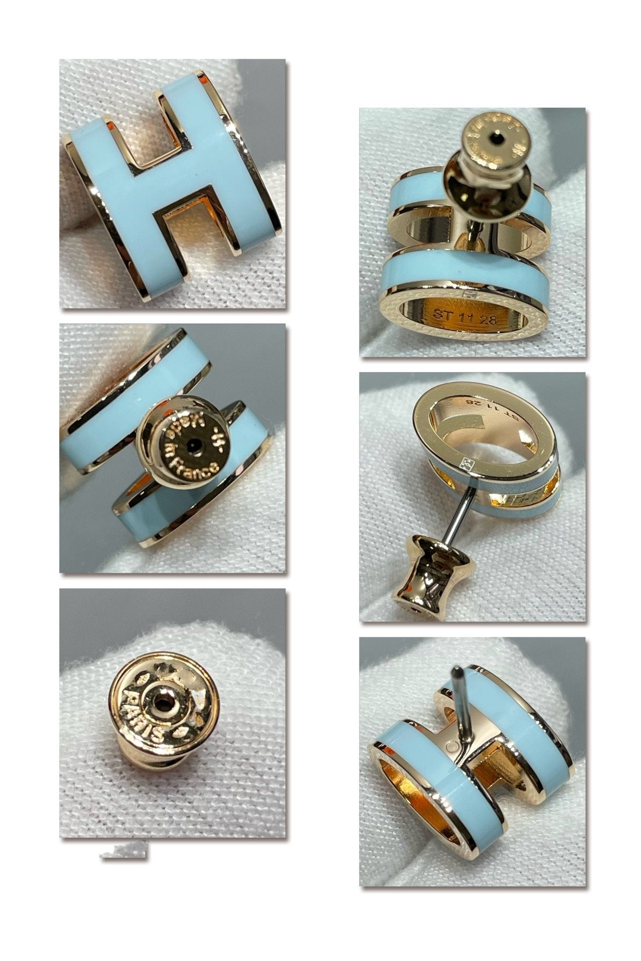 [Garvey]POP H SKY BLUE STUD EARRINGS