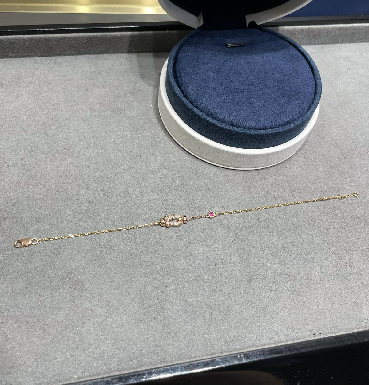[Garvey ]FORCE 10 DIAMOND CHAIN LINK PINK GOLD BRACELET