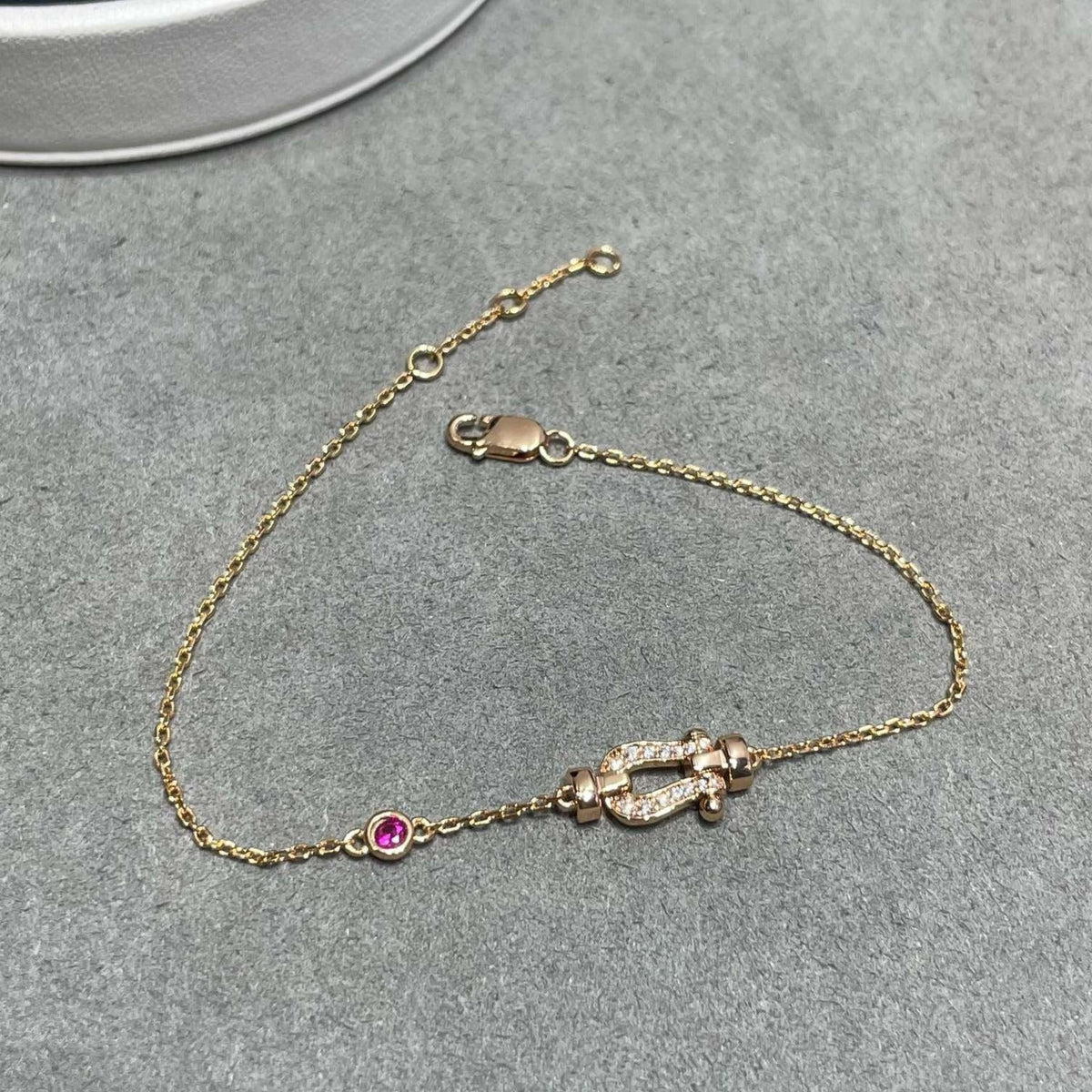 [Garvey ]FORCE 10 DIAMOND CHAIN LINK PINK GOLD BRACELET