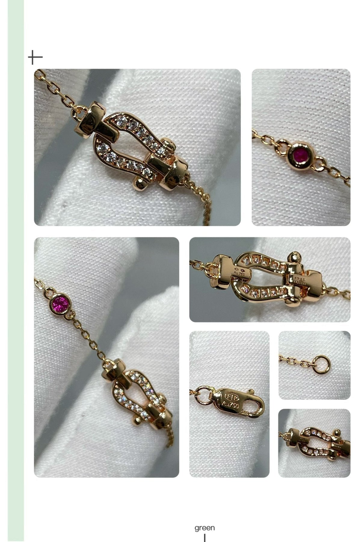 [Garvey ]FORCE 10 DIAMOND CHAIN LINK PINK GOLD BRACELET