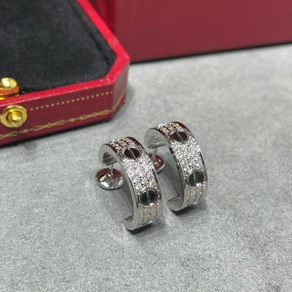 [Garvey ]LOVE CERAMIC DIAMOND PAVED SILVER EARRINGS