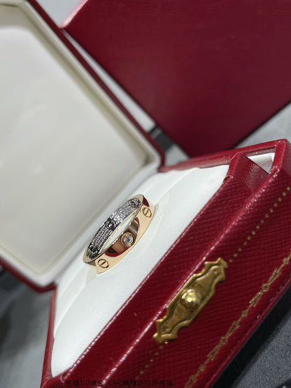 [Garvey ]LOVE PINK GOLD SILVER DIAMOND DOUBLE RING