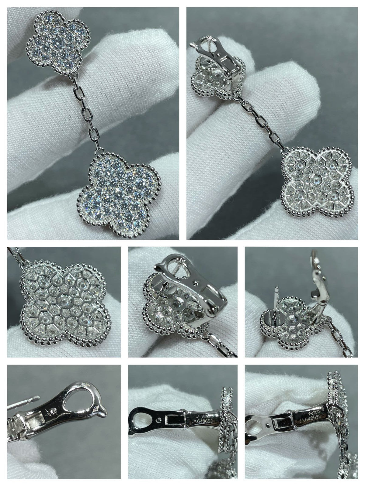 [Garvey ]CLOVER 2 MOTIFS DIAMOND PAVED SILVER EARRINGS