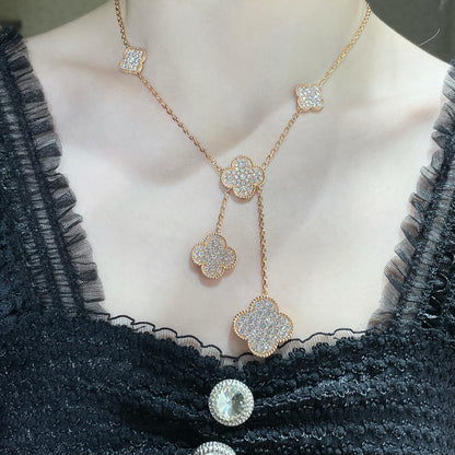 [Garvey ]CLOVER 6 MOTIF DIAMOND PAVED NECKLACE