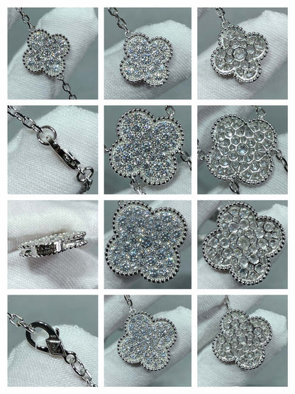 [Garvey ]CLOVER 6 MOTIF DIAMOND PAVED NECKLACE