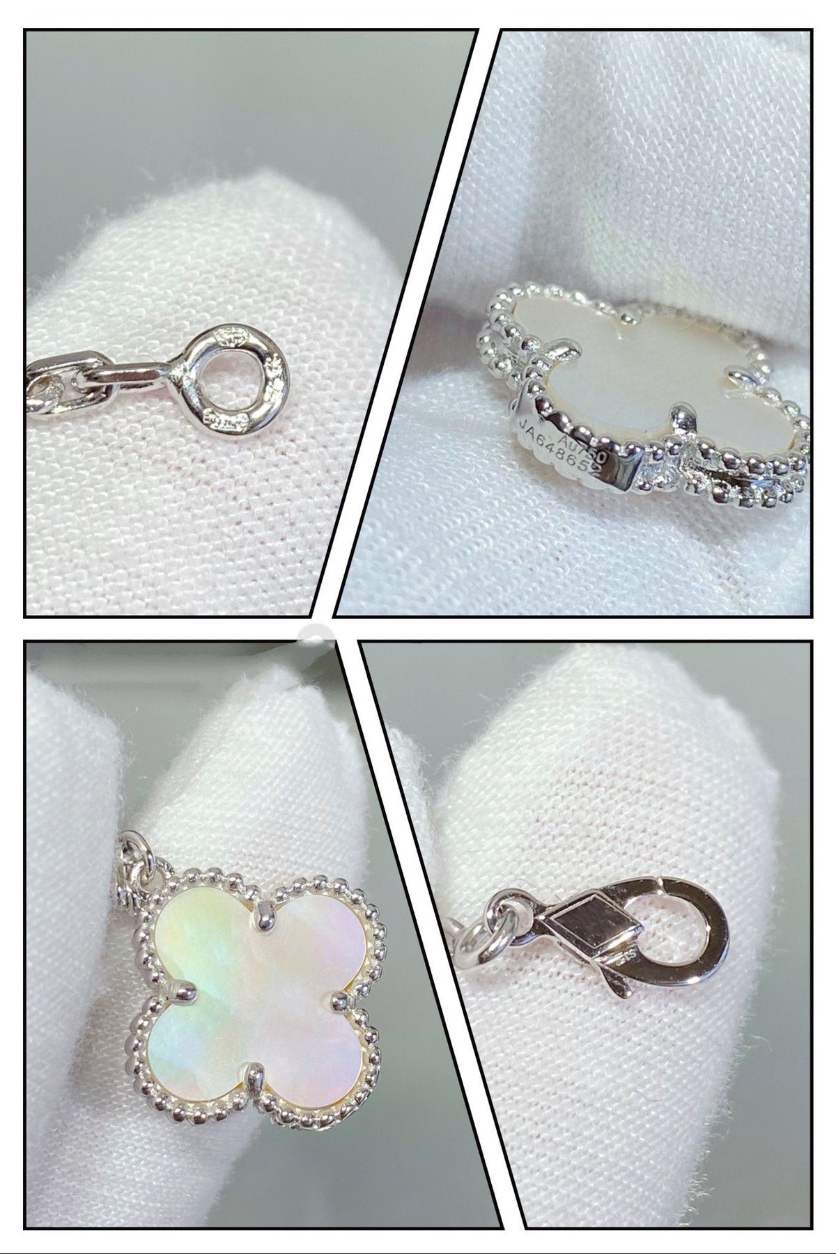 [Garvey ]CLOVER 5 MOTIF WHITE MOP SILVER BRACELET
