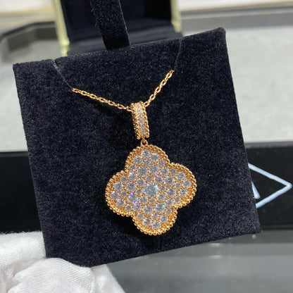 [Garvey ]CLOVER 25MM LARGE PEDANT DIAMOND PAVED LONG NECKLACE