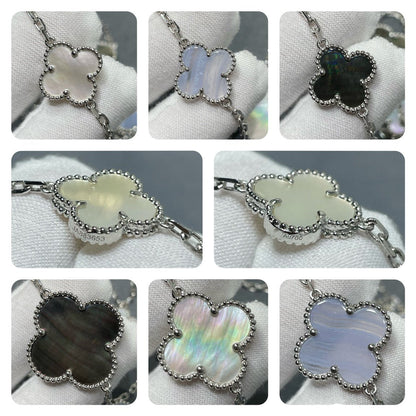 [Garvey ]CLOVER 16 MOTIF CHALCEDONY MOP SILVER NECKLACE