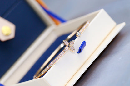 [Garvey ]IDYLLE PINK GOLD OPEN BRACELET DIAMOND PAVED