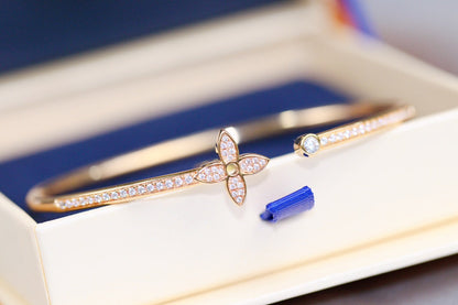[Garvey ]IDYLLE PINK GOLD OPEN BRACELET DIAMOND PAVED