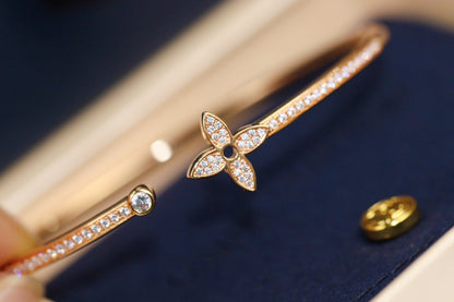[Garvey ]IDYLLE PINK GOLD OPEN BRACELET DIAMOND PAVED