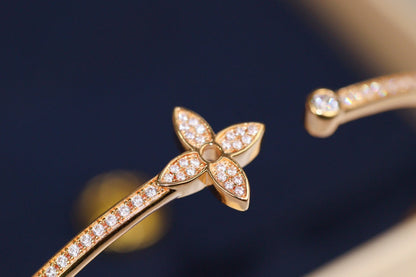 [Garvey ]IDYLLE PINK GOLD OPEN BRACELET DIAMOND PAVED