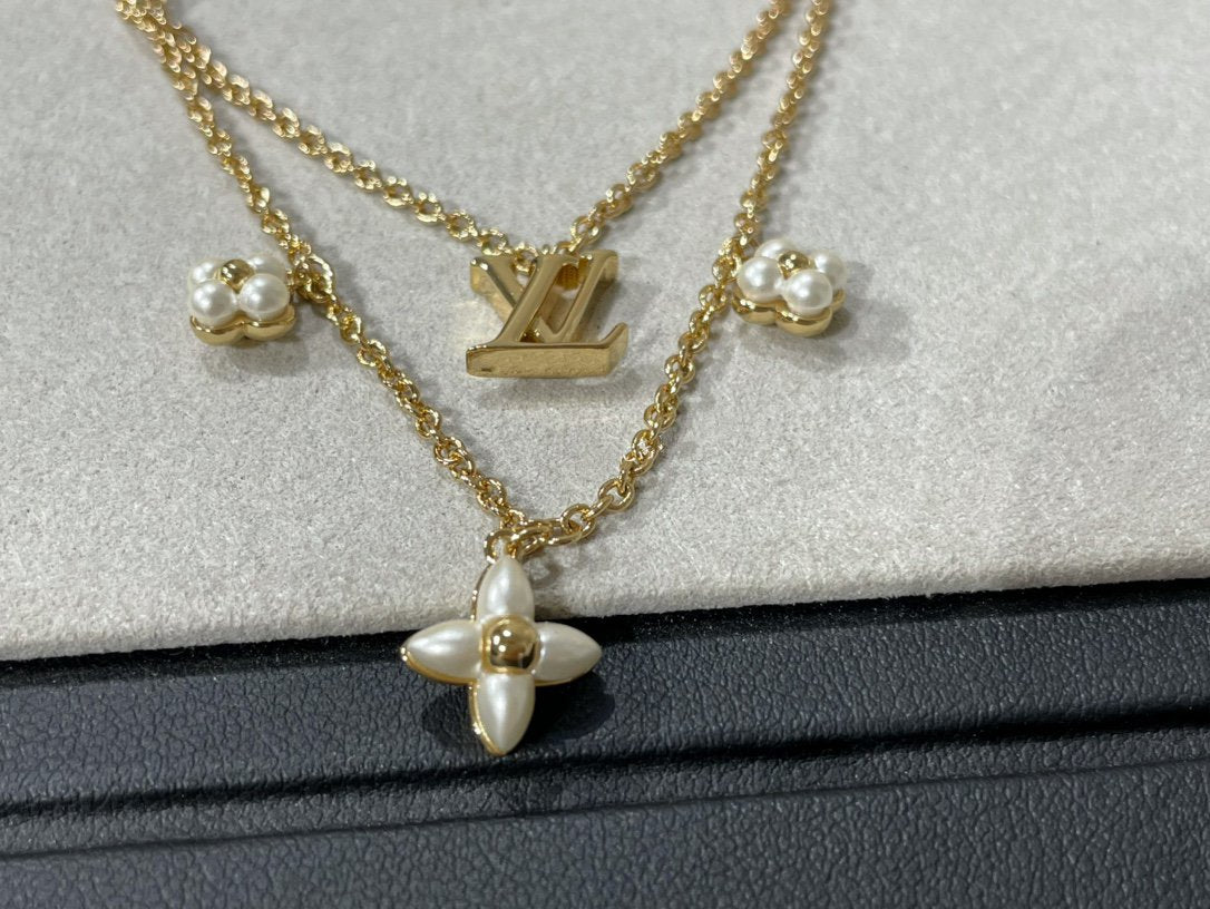 [Garvey ]FLOWERGRAM GOLD MOP DOUBLE ROW NECKLACE