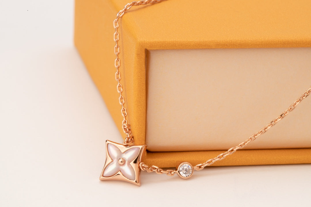 [Garvey]STAR PINK MOP 1 DIAMOND ROSE GOLD NECKLACE