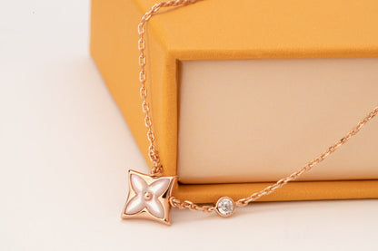 [Garvey]STAR PINK MOP 1 DIAMOND ROSE GOLD NECKLACE