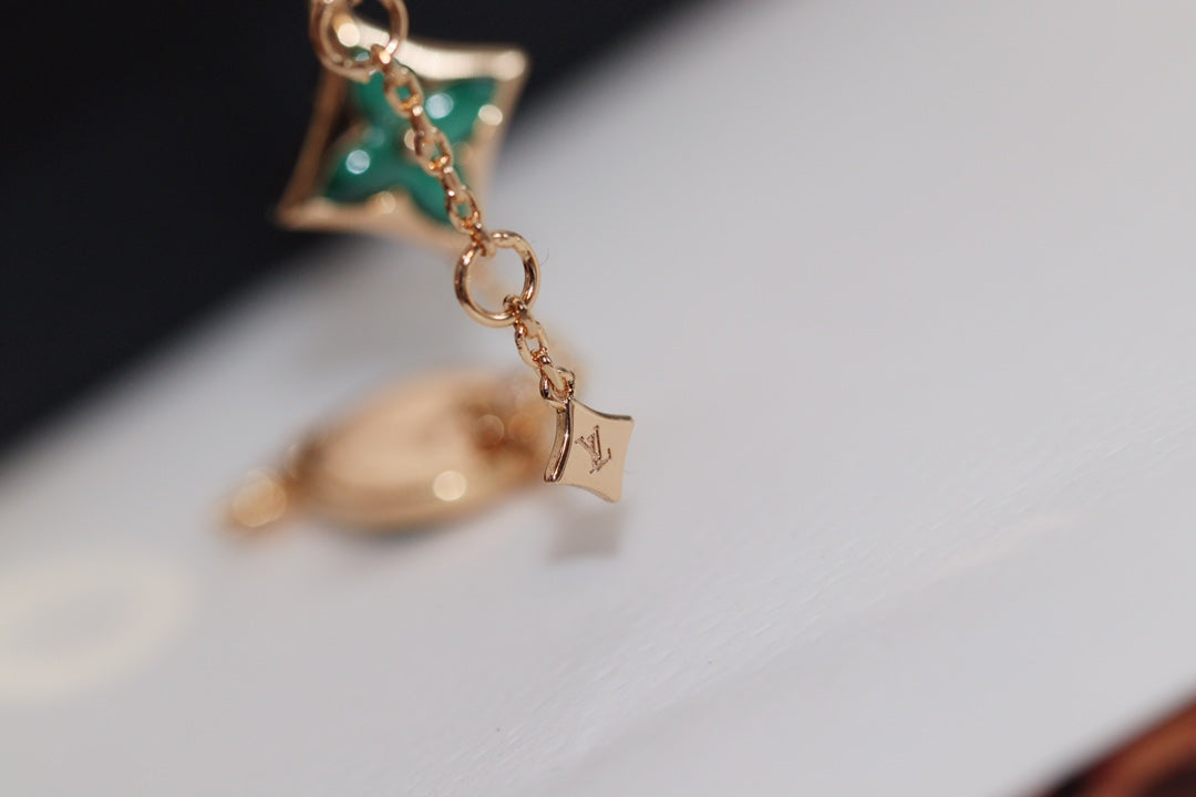 [Garvey]STAR AND SUN 4 MOTIF ROSE GOLD MALACHITE BRACELET