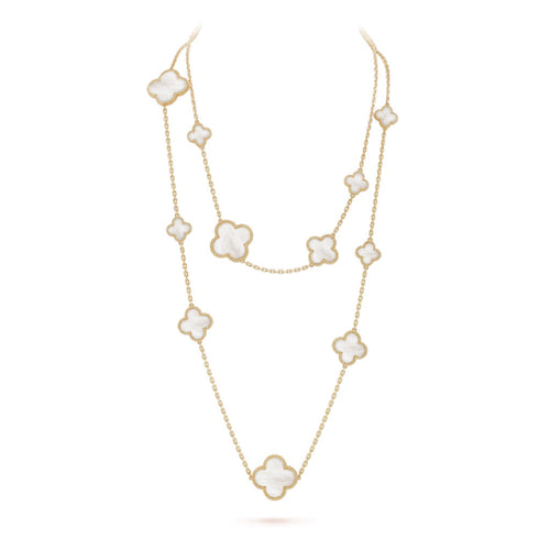 [Garvey ]CLOVER 16 MOTIF WHITE MOP GOLD NECKLACE