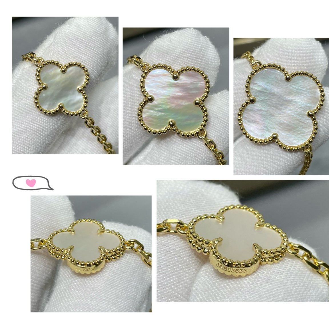 [Garvey ]CLOVER 16 MOTIF WHITE MOP GOLD NECKLACE