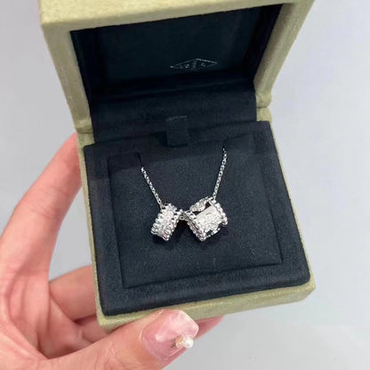 [Garvey ]PERLEE DOUBLE PENDANT SILVER DIAMOND NECKLACE