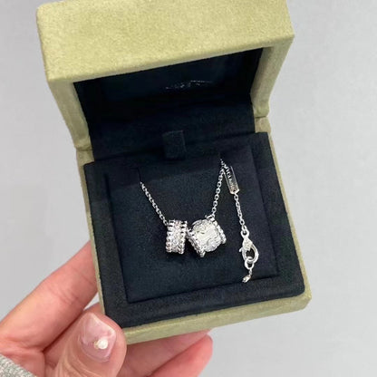 [Garvey ]PERLEE DOUBLE PENDANT SILVER DIAMOND NECKLACE