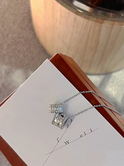 [Garvey ]PERLEE DOUBLE PENDANT SILVER DIAMOND NECKLACE