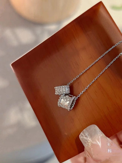 [Garvey ]PERLEE DOUBLE PENDANT SILVER DIAMOND NECKLACE