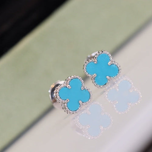 [Garvey ]CLOVER MINI TURQUOISE SILVER STUD EARRINGS