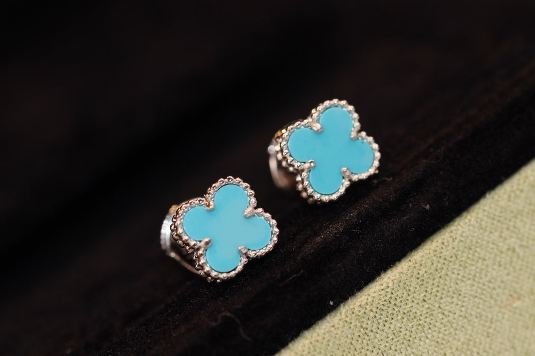 [Garvey ]CLOVER MINI TURQUOISE SILVER STUD EARRINGS