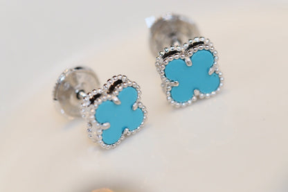 [Garvey ]CLOVER MINI TURQUOISE SILVER STUD EARRINGS