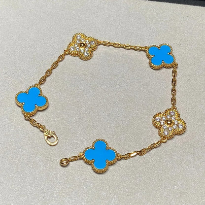 [Garvey ] CLOVER 5 MOTIF BLUE AGATE BRACELET COLLECTION