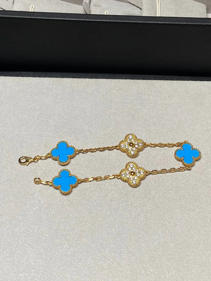 [Garvey ] CLOVER 5 MOTIF BLUE AGATE BRACELET COLLECTION