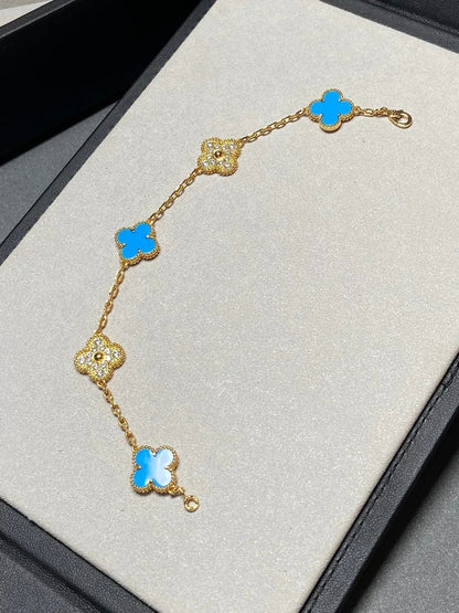 [Garvey ] CLOVER 5 MOTIF BLUE AGATE BRACELET COLLECTION