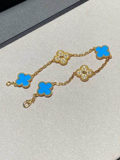 [Garvey ] CLOVER 5 MOTIF BLUE AGATE BRACELET COLLECTION
