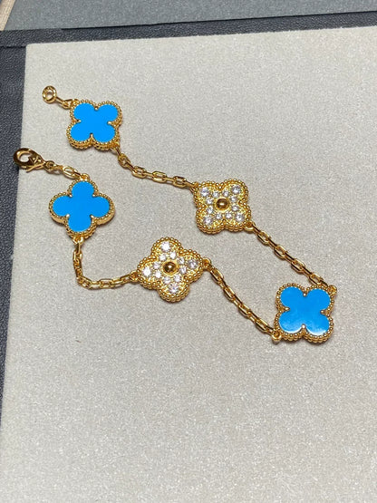 [Garvey ] CLOVER 5 MOTIF BLUE AGATE BRACELET COLLECTION