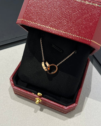 [Garvey ]LOVE NECKLACE DOUBLE RING PINK GOLD