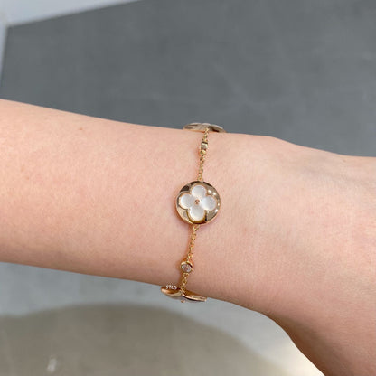 [Garvey ]STAR AND SUN 4 MOTIF WHITE MOP PINK GOLD BRACELET
