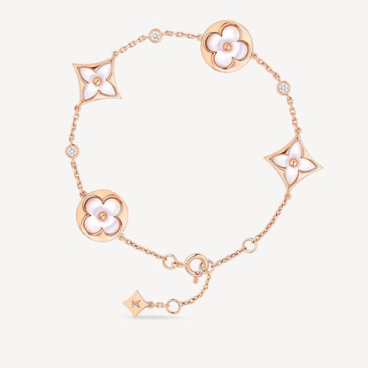 [Garvey ]STAR AND SUN 4 MOTIF WHITE MOP PINK GOLD BRACELET