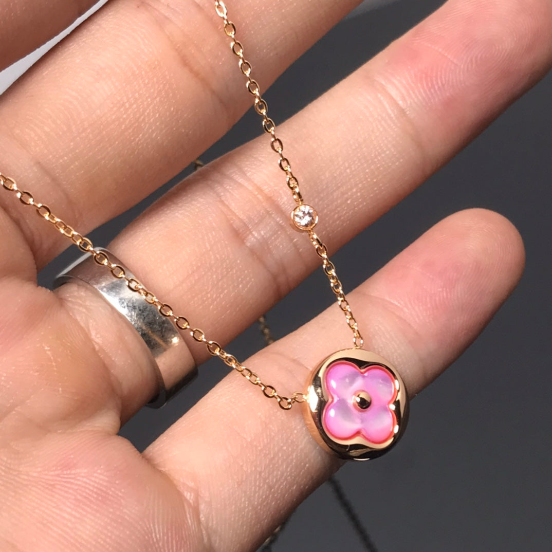 [Garvey ]COLOR BLOSSOM PINK MOP SUN GOLD NECKLACE