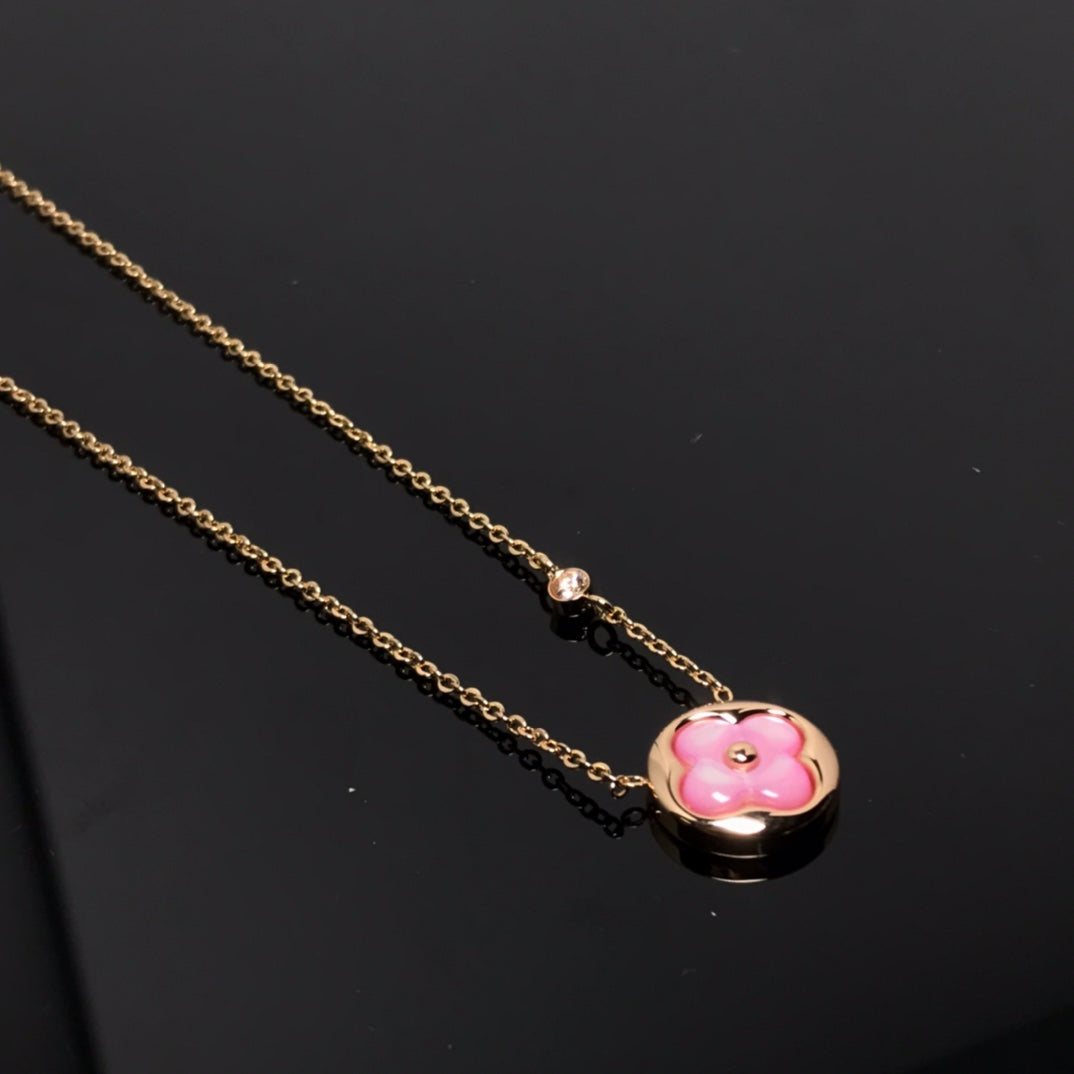 [Garvey ]COLOR BLOSSOM PINK MOP SUN GOLD NECKLACE