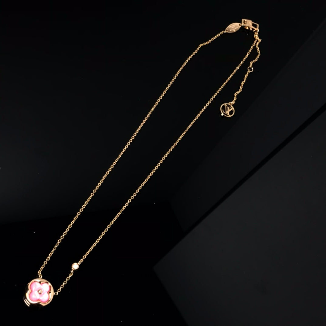 [Garvey ]COLOR BLOSSOM PINK MOP SUN GOLD NECKLACE