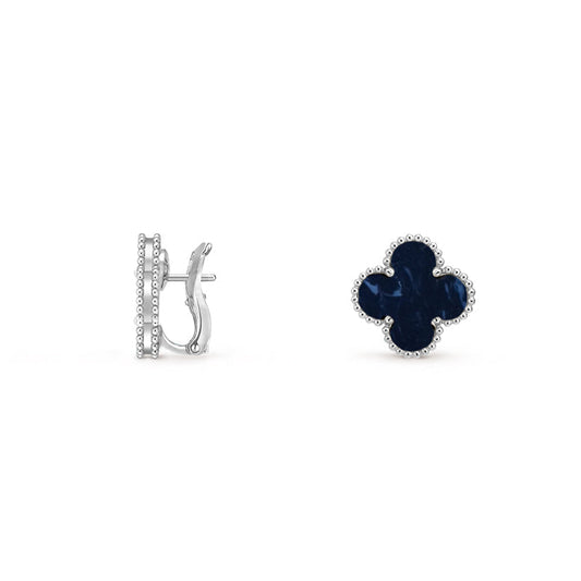 [Garvey]15MM CLOVER FLOWER STUD EARRINGS WHITE GOLD COLLECTION