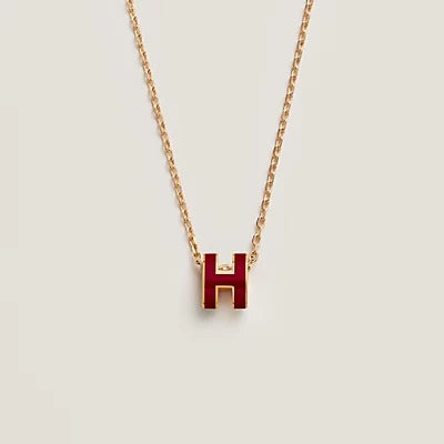 [Garvey ]HM CLIC RED ENAMEL GOLD NECKLACE