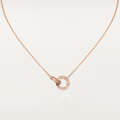 [Garvey ]LOVE 7.6MM NECKLACE ROSE GOLD AND SILVER  FULL DIAMOND