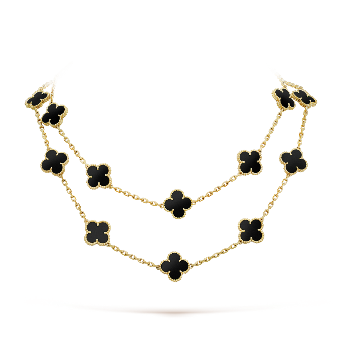 [Garvey ]CLOVER 20 MOTIFS ONYX NECKLACE