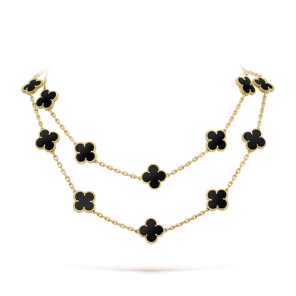 [Garvey ]CLOVER 20 MOTIFS ONYX NECKLACE
