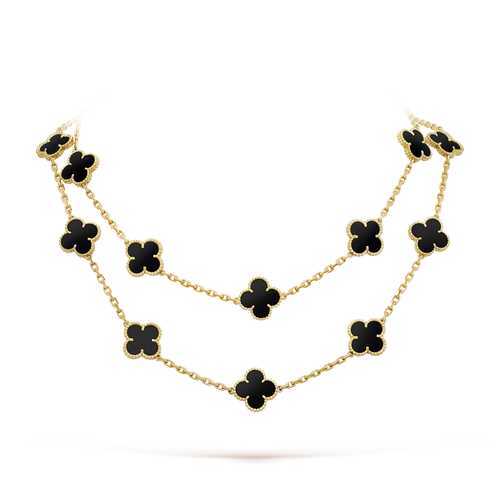 [Garvey ]CLOVER 20 MOTIFS ONYX NECKLACE