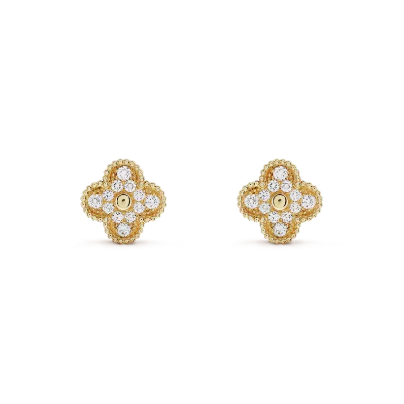 [Garvey ]CLOVER MEDIUM 1 MOTIFS FUll DIAMOND EARRINGS