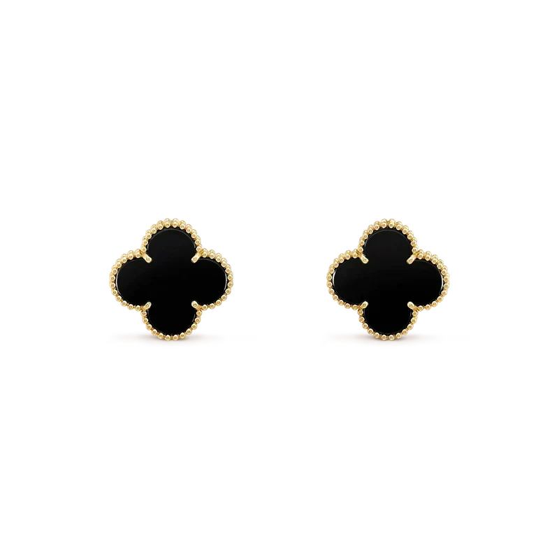 [Garvey ]CLOVER MEDIUM 1 MOTIFS  ONYX STUD EARRINGS