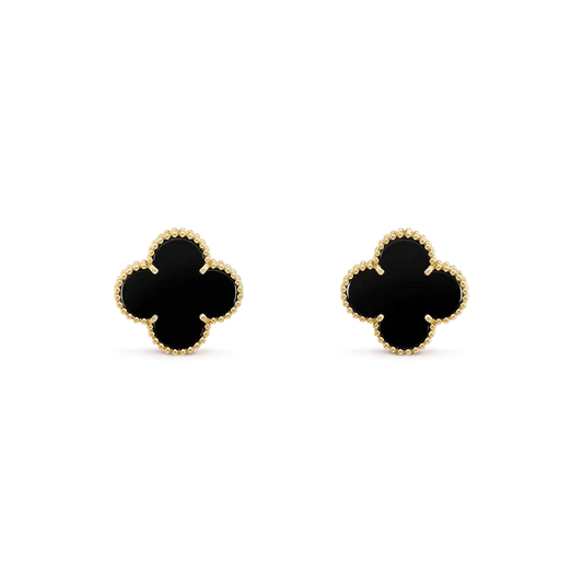[Garvey ]CLOVER MEDIUM 1 MOTIFS  ONYX STUD EARRINGS