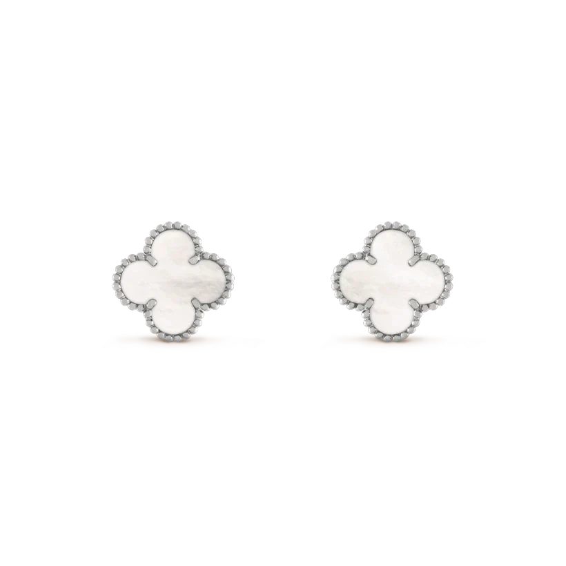 [Garvey ]CLOVER MEDIUM 1 MOTIFS  WHITE MOP EARRINGS SILVER